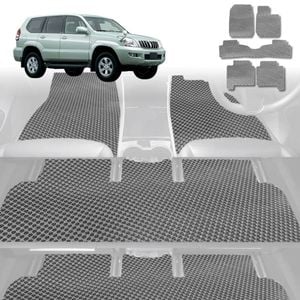 6D Diamond Car Floor Mats for Toyota Prado 2002-2009-Ultimate Set-Grey-Outback GT