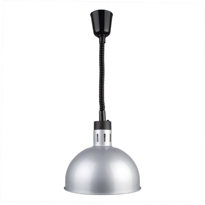 Apuro Retractable Dome Heat Lamp Food Warmer Silver 250w 200mm Commercial Kitchen Buffet Catering