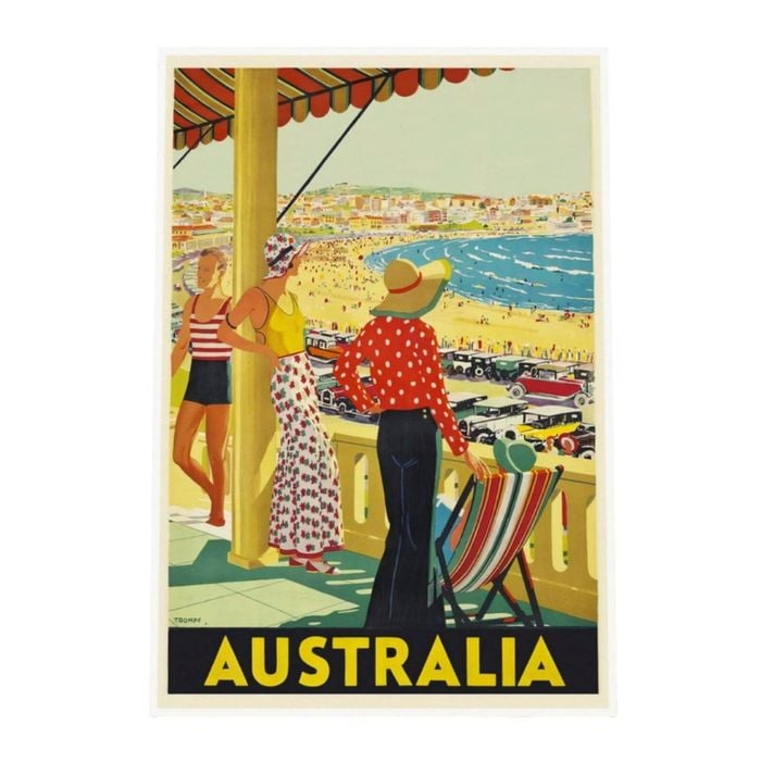 Galrie Vintage Bondi Beach Summer Travel Poster Australian Coastal Charm for Home Décor, Poster Only, A4 21 x 30cm (8 x 12inch)