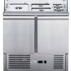 FED-X Two Door Salad Prep Fridge with Glass Top - XS900GC
