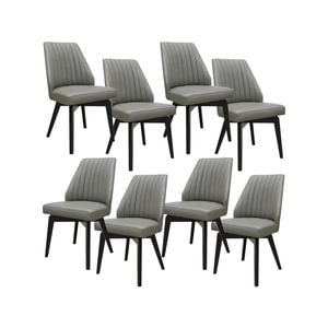 Shelby Set of 8 Dining Chair Genuine Leather Solid Rubber Wood Frame