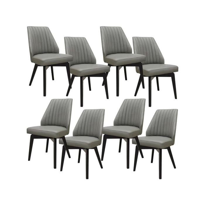 Shelby Set of 8 Dining Chair Genuine Leather Solid Rubber Wood Frame