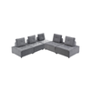 Foret 5pc Armless Seat Modular Extension Ottoman Couch Velvet Sofa Light Grey