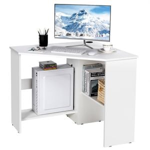 Costway Corner Computer Desk Writing Workstation White
