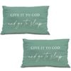 Catzon 2 Pcs Summer Lumbar Pillow Covers Linen Pillowcase for Home Decor-Set 20