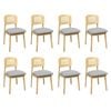 Levede 8Pcs Rattan Back Fabric Seat dining Chair - Natural