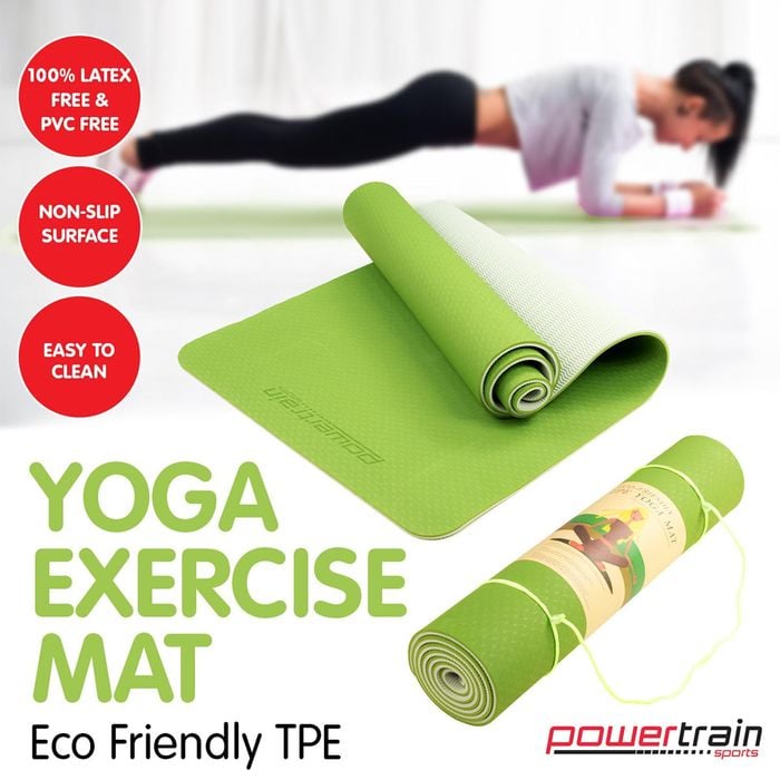 PowerTrain Green Eco Friendly TPE Yoga Pilates Mat Bunnings Australia