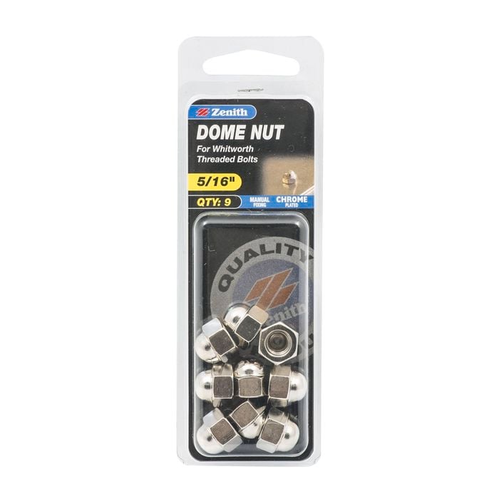 Zenith 5/16" Chrome Plated Dome Nuts - 9 Pack