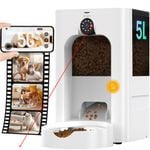 Automatic Cat Feeder with Camera 5L Smart Pet Feeder with Laser Teaser