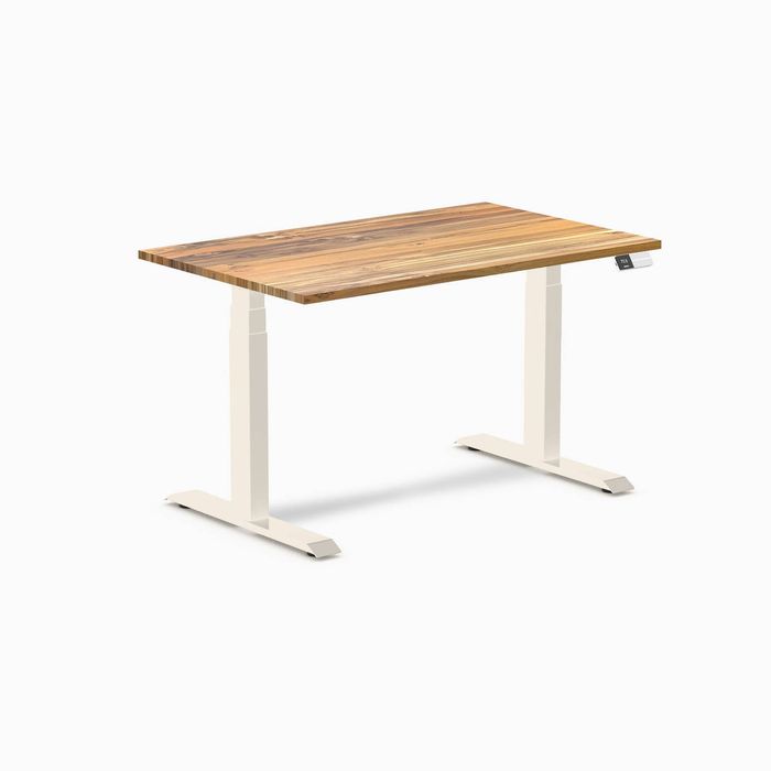 Desky Dual Hardwood Sit Stand Desk Wheat Frame 120cm
