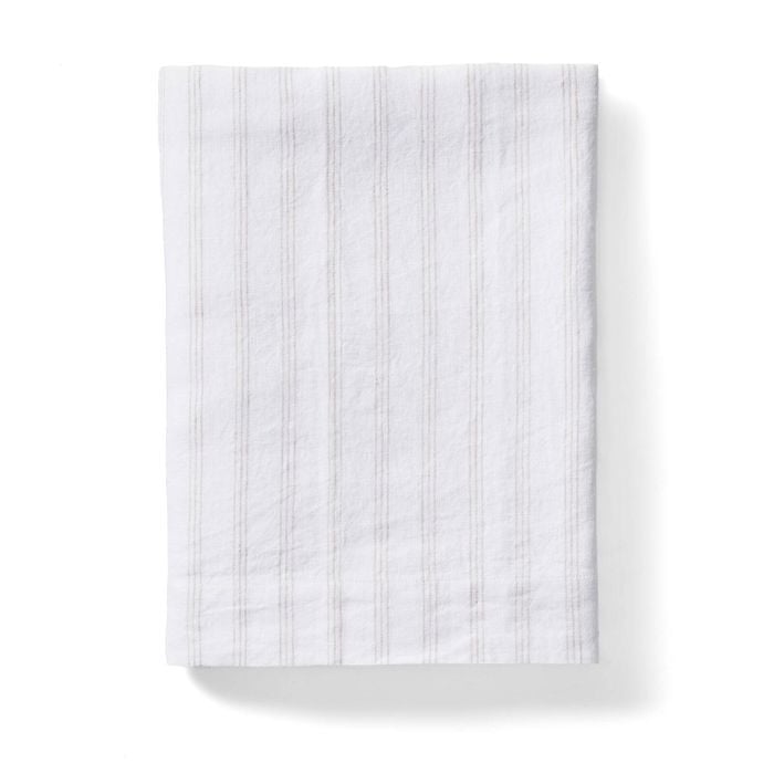 Society Home Chloe Liveable Linen Tablecloth White & Taupe 230x150x1cm