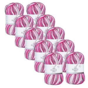 10x Malli 100g Blend Basic Poly/acrylic Cherry Ripe Multi Colour Yarn