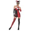 Harley Quinn Adult Dress Halloween Costume – Dress, Glovelets, Thigh Highs, Mask and Headband, Medium