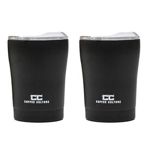 2PK Coffee Culture Stainless Steel Double Wall 350ml Reusable Travel Cup Black