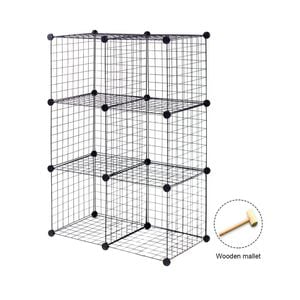 Costway 6-cube Gird Wire Storage Cabinet Modular Shelf Foldable Bookcase - Black