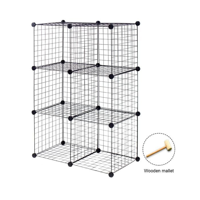 Costway 6-cube Gird Wire Storage Cabinet Modular Shelf Foldable Bookcase - Black
