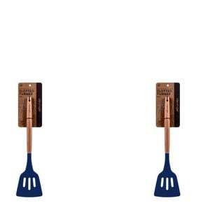 2pcs Beechwood & Silicone Slotted Turner Navy