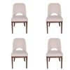SK Designer Living | Pack of 4 | Maribel Upholstered Boucle Dining Chair | Walnut Legs - Beige Bouclé