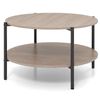 Costway Round Coffee Table 2-Tier Industrial Accent Table-Grey