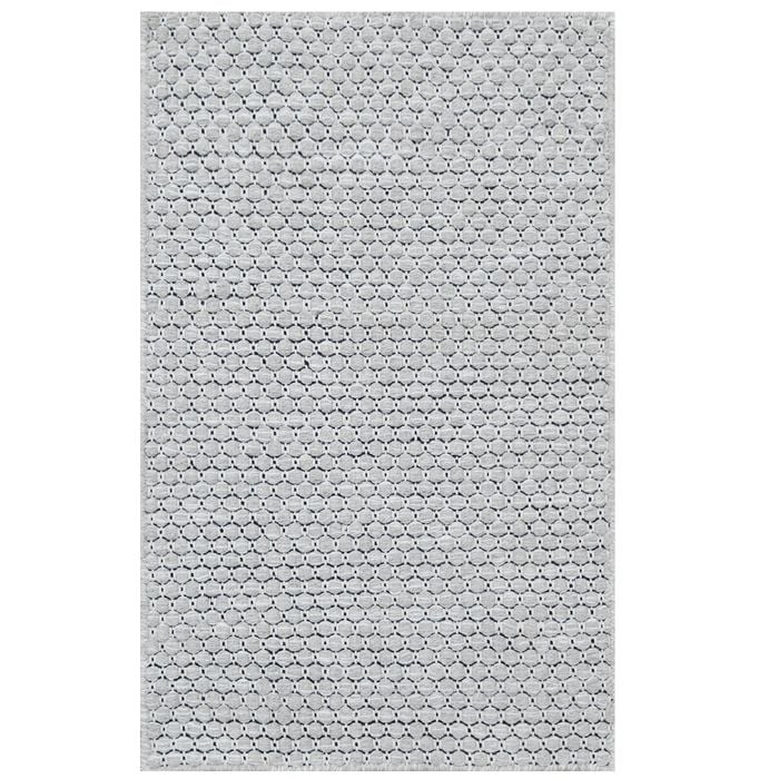 Handwoven Marble Wool Rug-6423-Silver-60x90cm