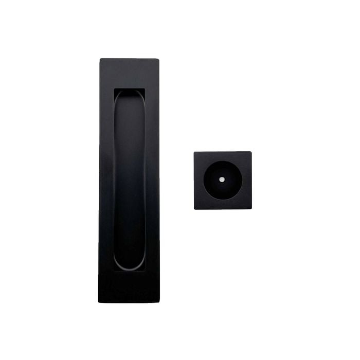 Schlage 180mm Matte Black Flush Pull and 30 x 30mm Finger Pull Set