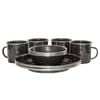 12pc Wildtrak Premium Enamel Camping Dinner Set Black