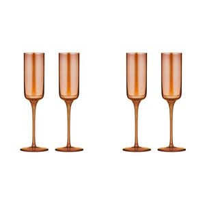 2x 2pc Tempa Verity Champagne Crystal Glass Set - Amber