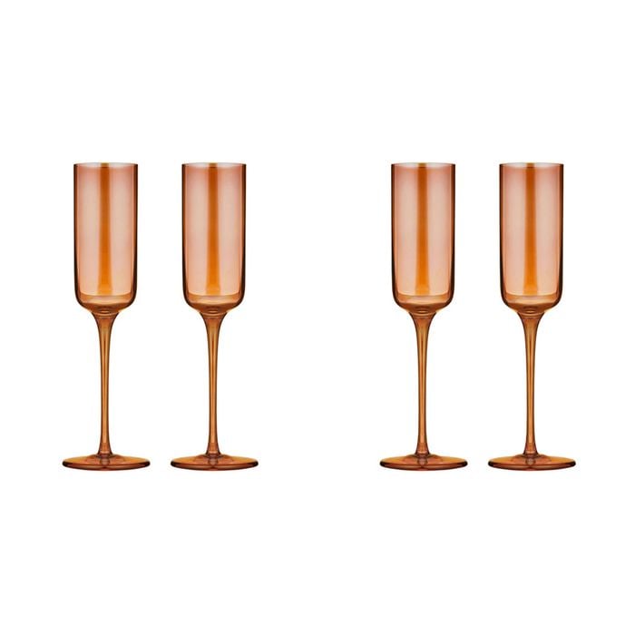 2x 2pc Tempa Verity Champagne Crystal Glass Set - Amber