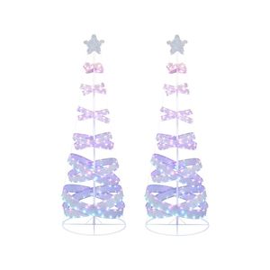 Costway 2X 2.1M Pre-lit Spiral Christmas Tree Xmas LED String Lights Collapsible Decor Party