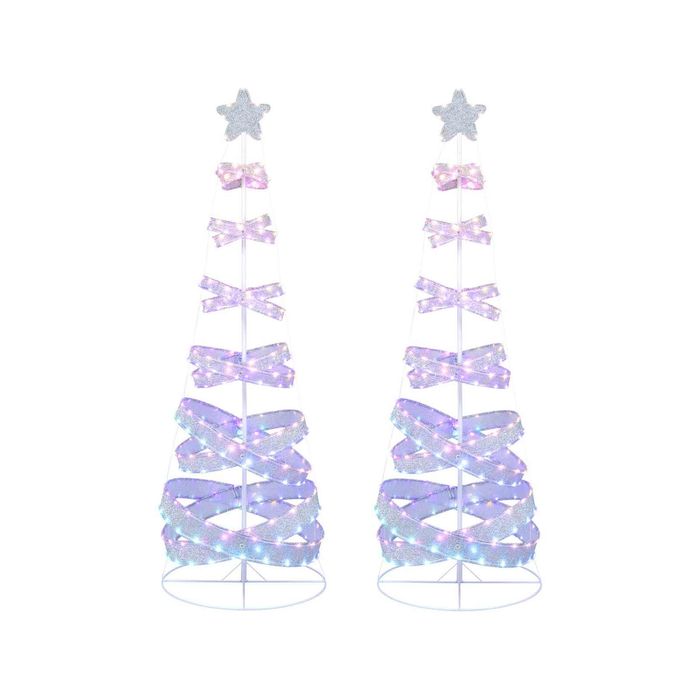 Costway 2X 2.1M Pre-lit Spiral Christmas Tree Xmas LED String Lights Collapsible Decor Party