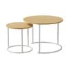 Oikiture Set Of 2 Coffee Tables Nesting Wooden Effect Natural And White