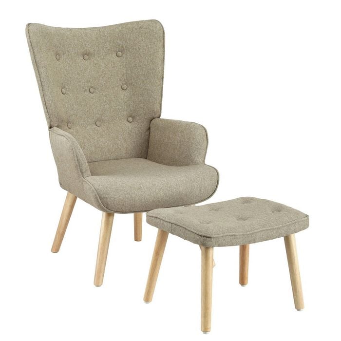 Artiss Armchair Lounge Chair Ottoman Accent Beige