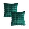 SOGA 2 Pack Emerald Green Velvet Quilted Grid Cushion Cover 50cm