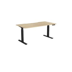 Olg Agile Motion Plus Square Leg Black Frame New Oak Ravine Top Scallop Height Adjustable Desk L1800mm X W750mm