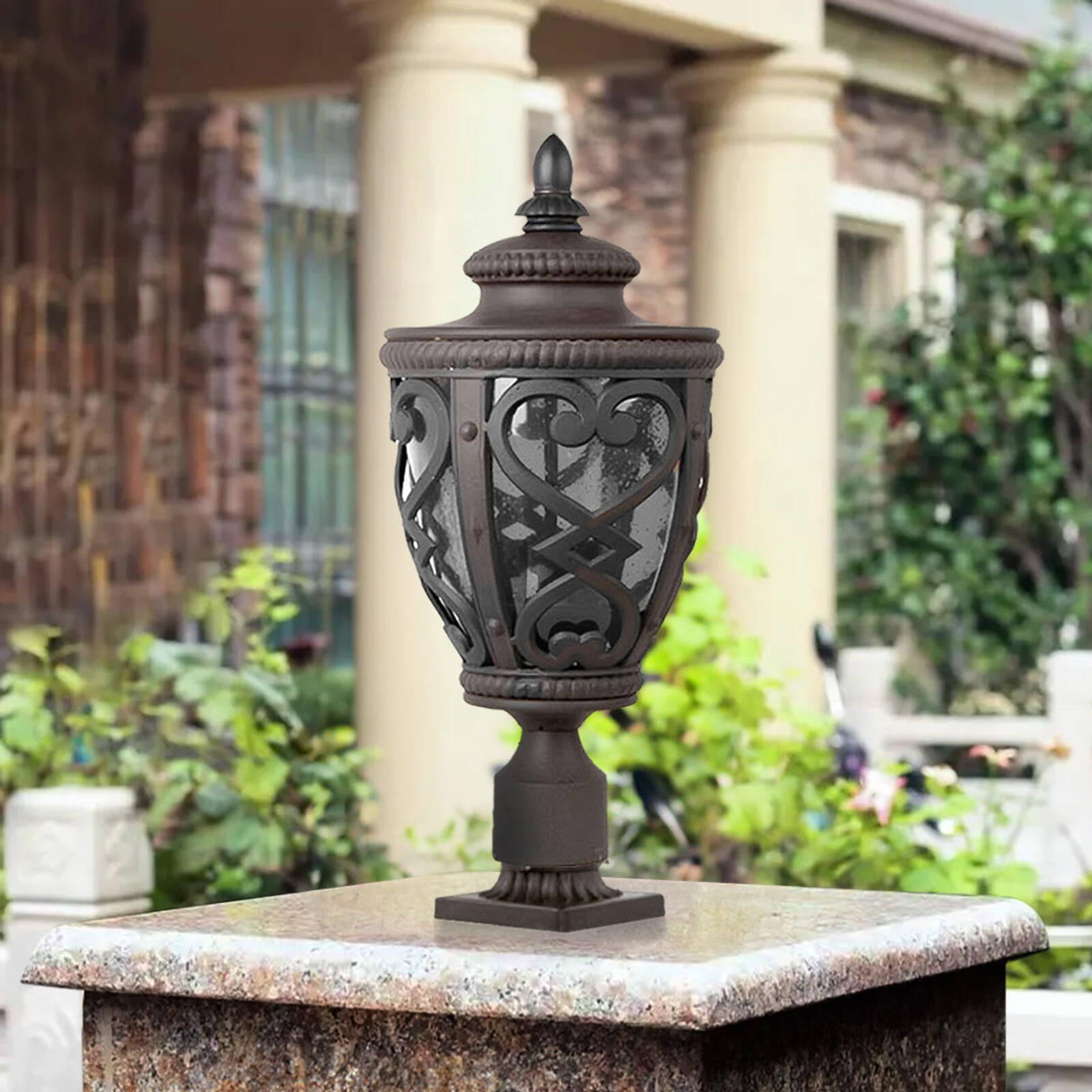 Vintage Lamp 50.8cm Elegant Post Light with Aluminum and Glass Lantern Classic Outdoor Lighting Bunnings Australia
