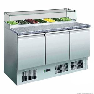Thermaster Three Door Salad Marble Prep Top  - Pizza Prep Fridges (gns1300e)