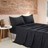 CleverPolly Vintage Washed Microfibre Sheet Set - Black - Double