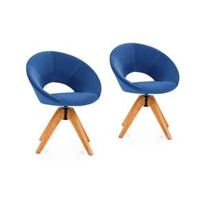 Costway 2x Swivel Velvet Office Chair, Blue