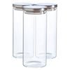 Argon Tableware Glass Storage Jar - Silver Lid - 1.5 Litre - 3x Modern Round Scandi Organisation Container Glass Jar