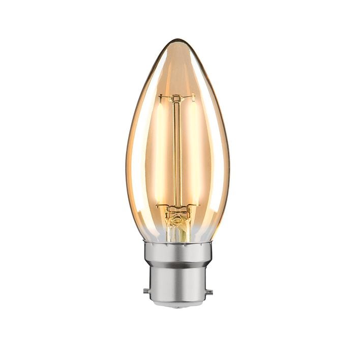 Luce Bella 2W 230lm Warm White Amber Candle LED BC Globe