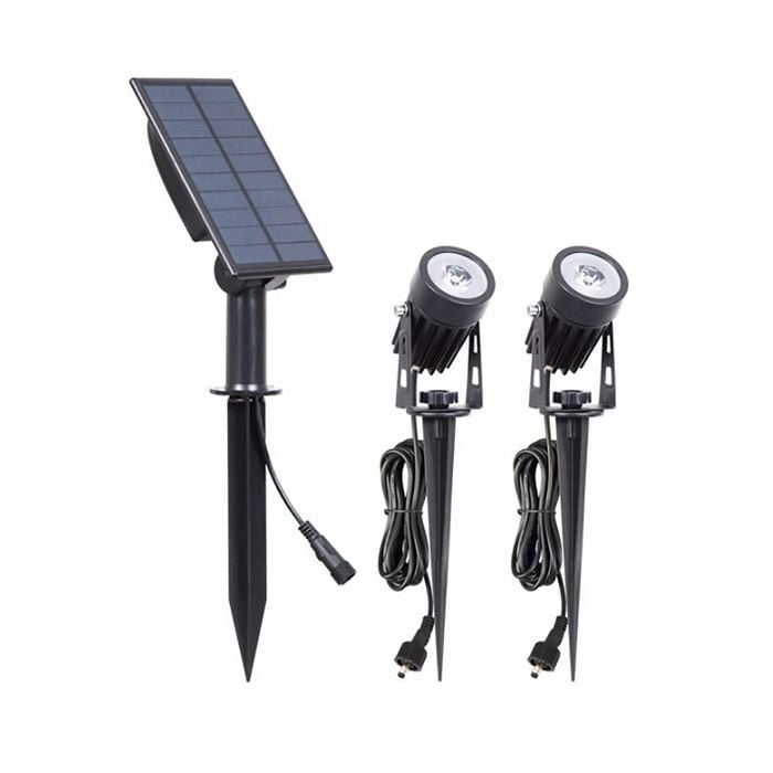 Gardenglo 200lm Solar Powered Twin LED Spotlight
