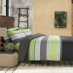 Amsons 100% Cotton Super king Quilt Cover Set - Topaz - Grey/Green