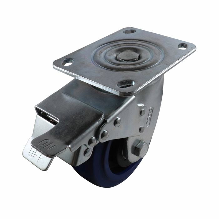 Easyroll 125mm Blue Rubber Castor Swivel Brake