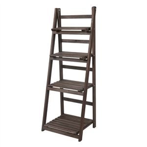 P&P Rustic Wooden Ladder Shelf With Multi Purpose Stand
