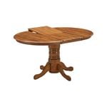 Linaria Extendable Dining Table 150cm Pedestral Stand Solid Rubber Wood - Walnut