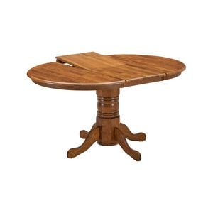 Linaria Extendable Dining Table 150cm Pedestral Stand Solid Rubber Wood - Walnut