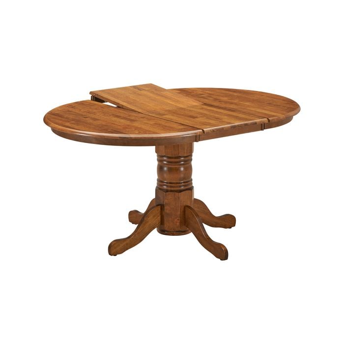 Linaria Extendable Dining Table 150cm Pedestral Stand Solid Rubber Wood - Walnut
