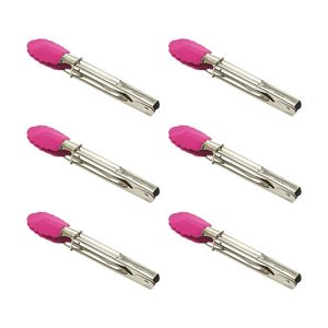 6x Maxwell & Williams Grabbers Mini Serving Tongs 18cm Silicone Grip Pink
