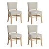 Oikiture 4x Dining Chairs Wooden Kitchen Seat Rubberwood Frame Accent Chair Beige