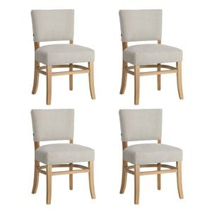 Oikiture 4x Dining Chairs Wooden Kitchen Seat Rubberwood Frame Accent Chair Beige